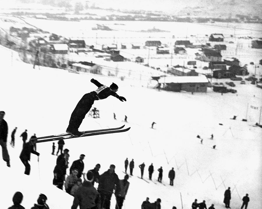A Ski Jump On A Snowy Day Photograph by Underwood Archives - Fine Art ...