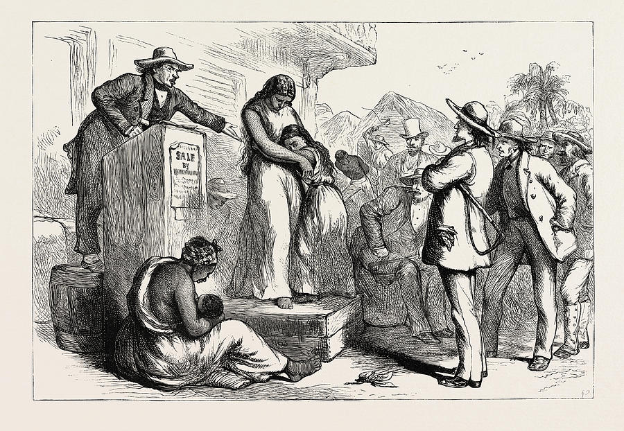 A Slave Auction, United States Of America Drawing by American School