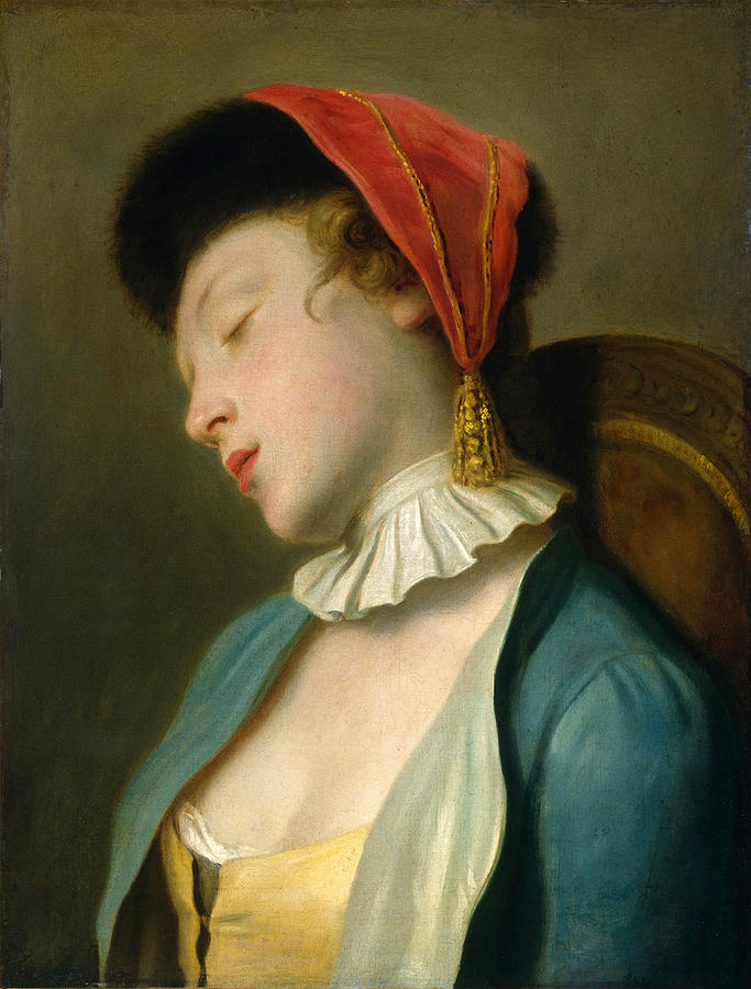A Sleeping Girl Painting by Pietro Rotari
