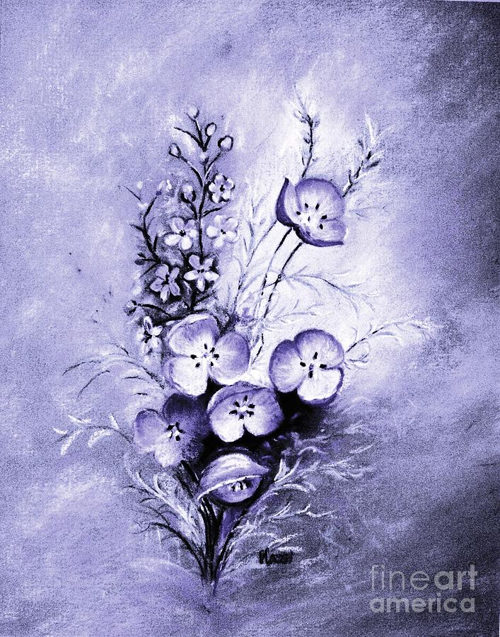 Springtime Painting - A Smokey Lavender Bouquet by Hazel Holland