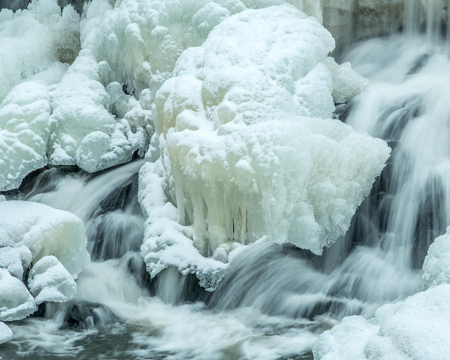 Portland Photograph - A Snow Capped Cascade Eroded Mini Glacier by Stroudwater Falls Photography