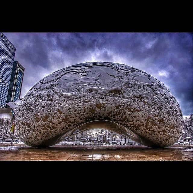 Chicago Photograph - A Snow Covered Cloud Gate by Brian Stoneman