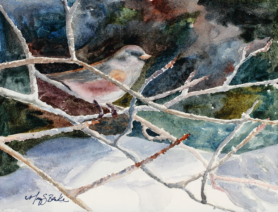A Snowy Perch Painting by Mary Benke