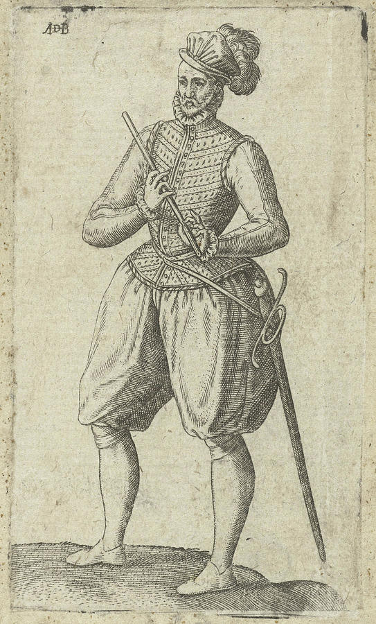 A Soldier Flutist, Abraham De Bruyn Drawing by Abraham De Bruyn - Fine ...