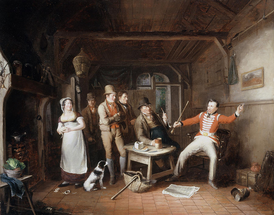Interior Painting - A Soldier Relating His Exploits by John Cawse