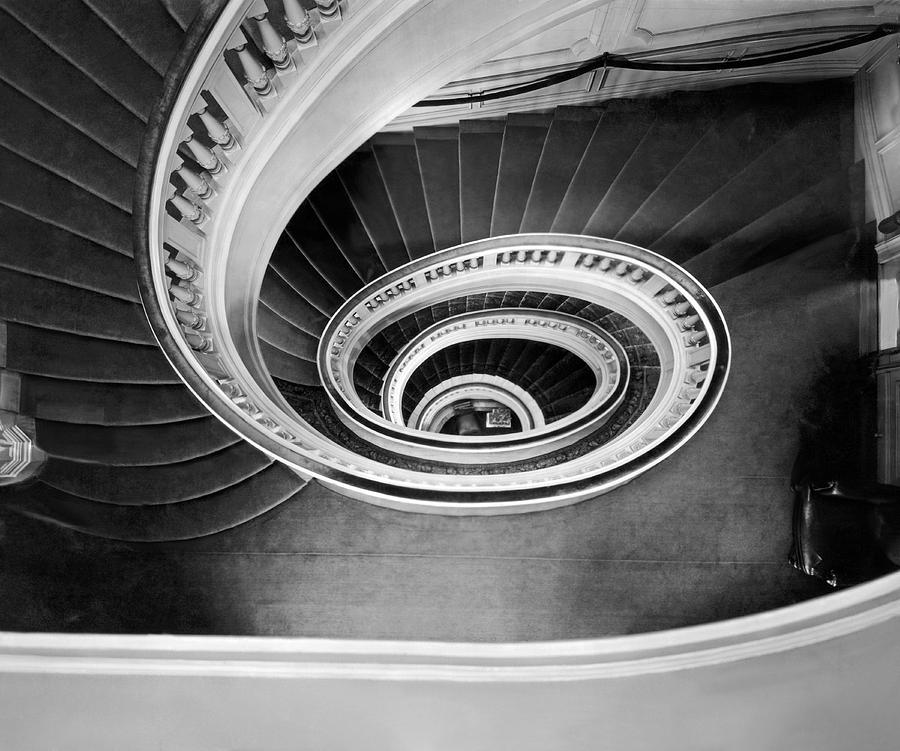 A spectacular view of the grand staircase at the new home of the Photograph by Underwood Archives