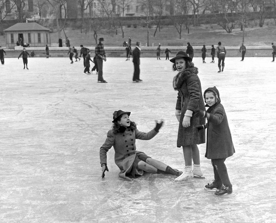 A Spill On The Ice In Central Park Photograph by Underwood Archives