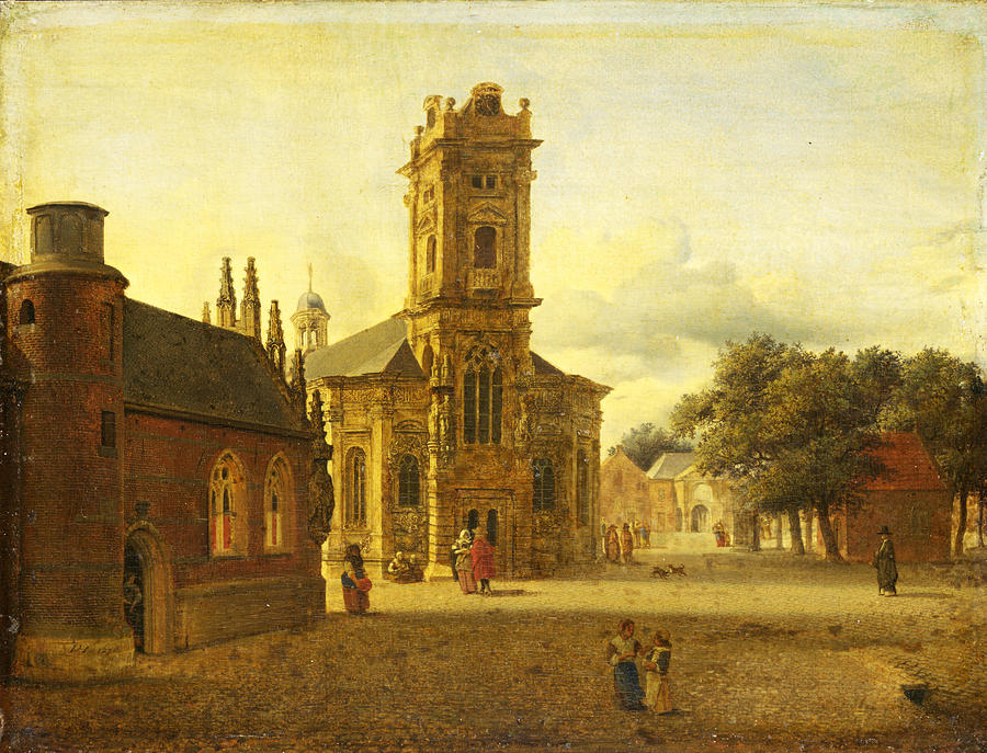 A Square before a Church Painting by Jan van der Heyden