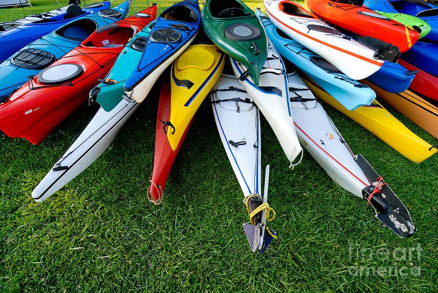 Primary Colors Photograph - A Stack of Kayaks by Amy Cicconi