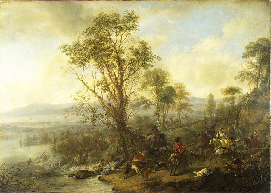 A Stag Hunt Painting by Philips Wouwerman