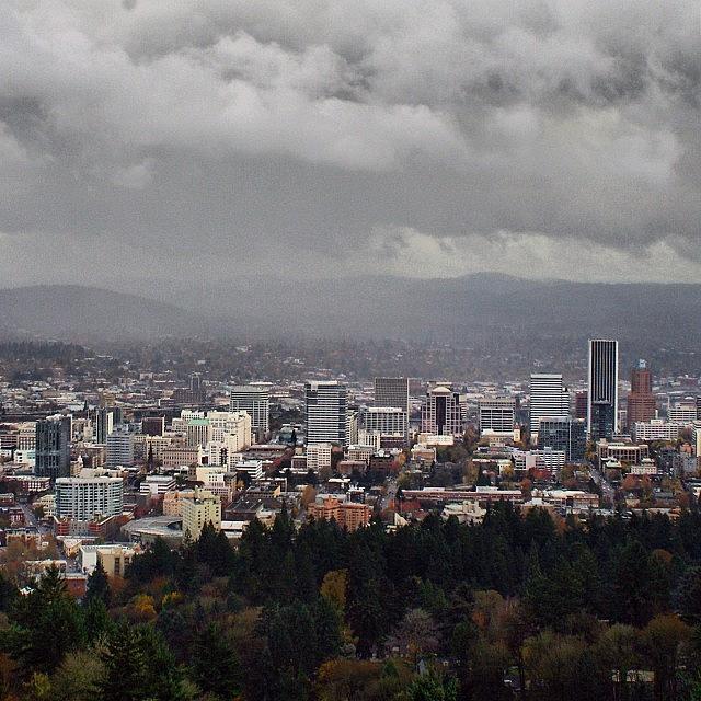 A Storm Moving Over Portland This Photograph by Mike Warner