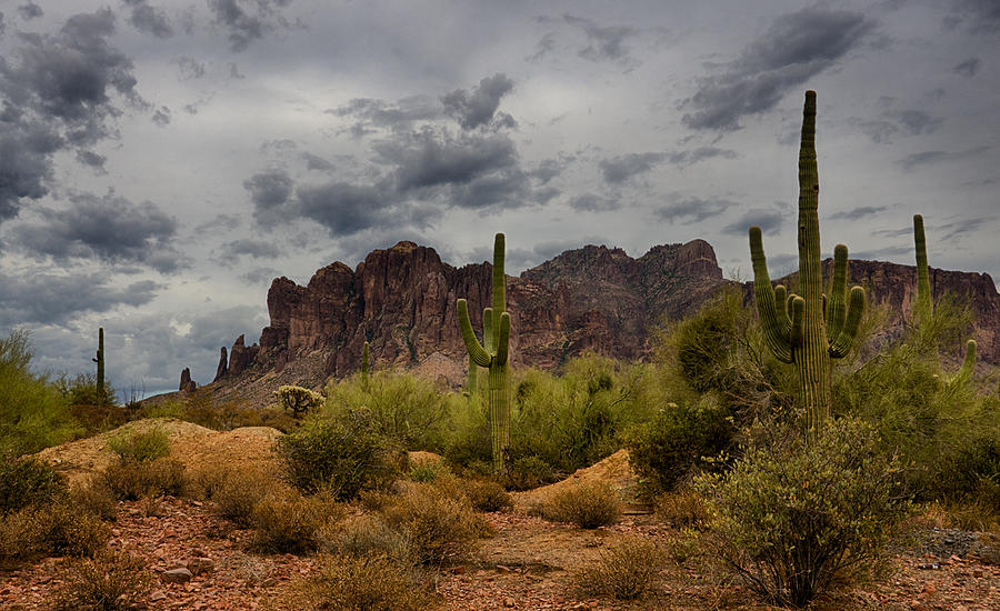 Mountain Photograph - A Stormy Day at the Superstitions by Saija Lehtonen