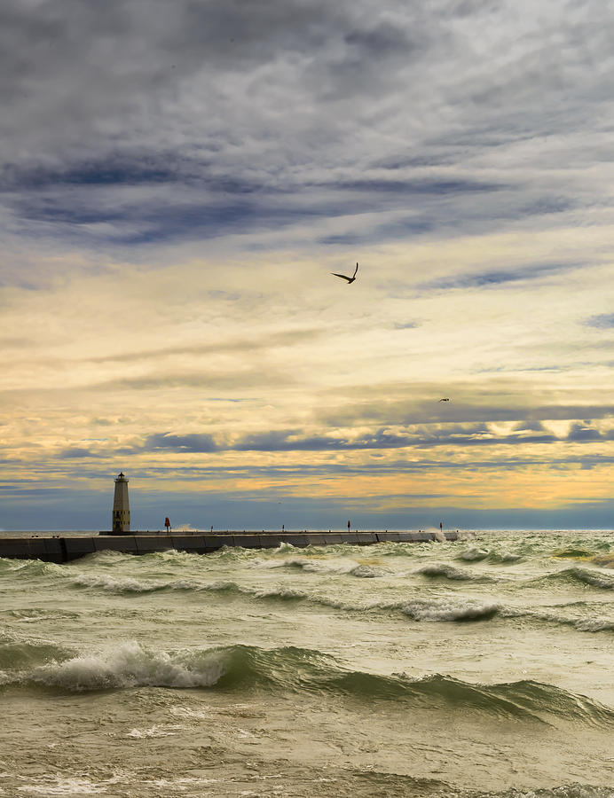 A Stormy Late Afternoon Frankfort Harbor Michigan Photograph