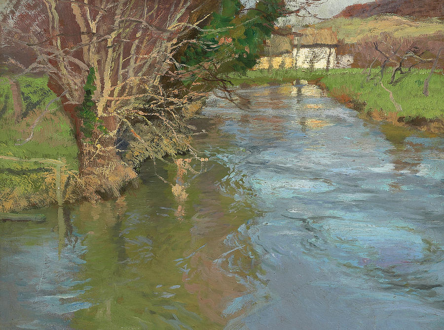 A Stream in Spring Painting by Fritz Thaulow