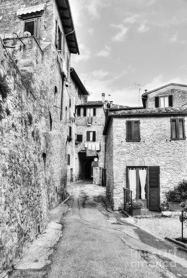 A Street In Tuscany BW Photograph by Mel Steinhauer