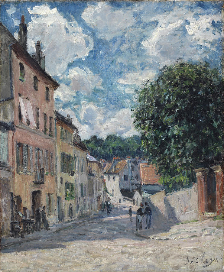 Town Painting - A Street, Possibly In Port-marly, 1876 by Alfred Sisley