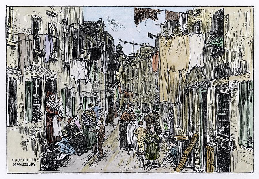 London Drawing - A Street Scene In Church Lane by Mary Evans Picture Library