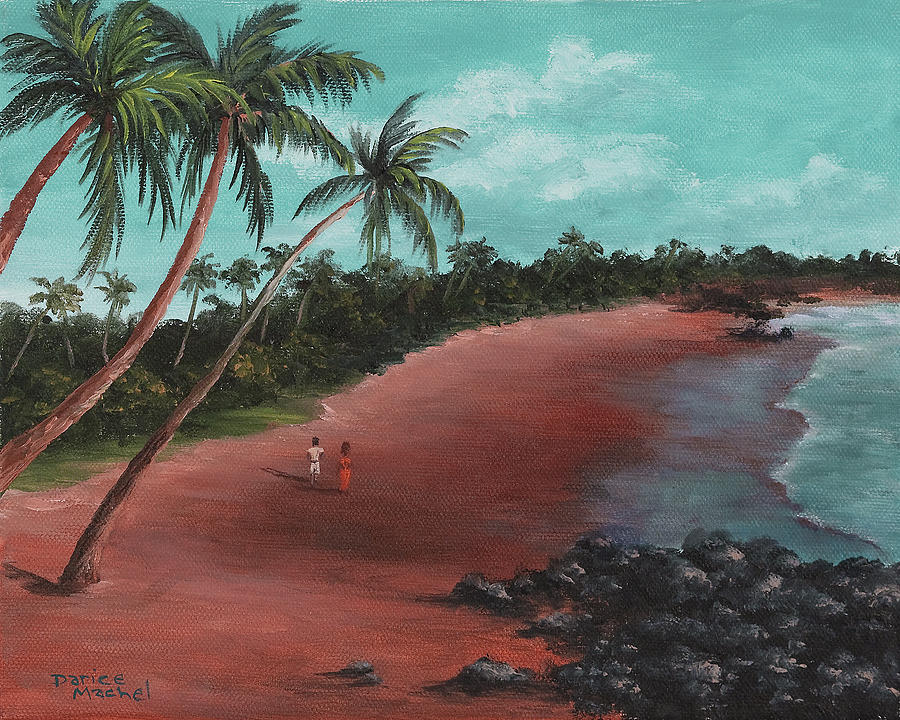 A stroll on a tropical beach Painting by Darice Machel McGuire