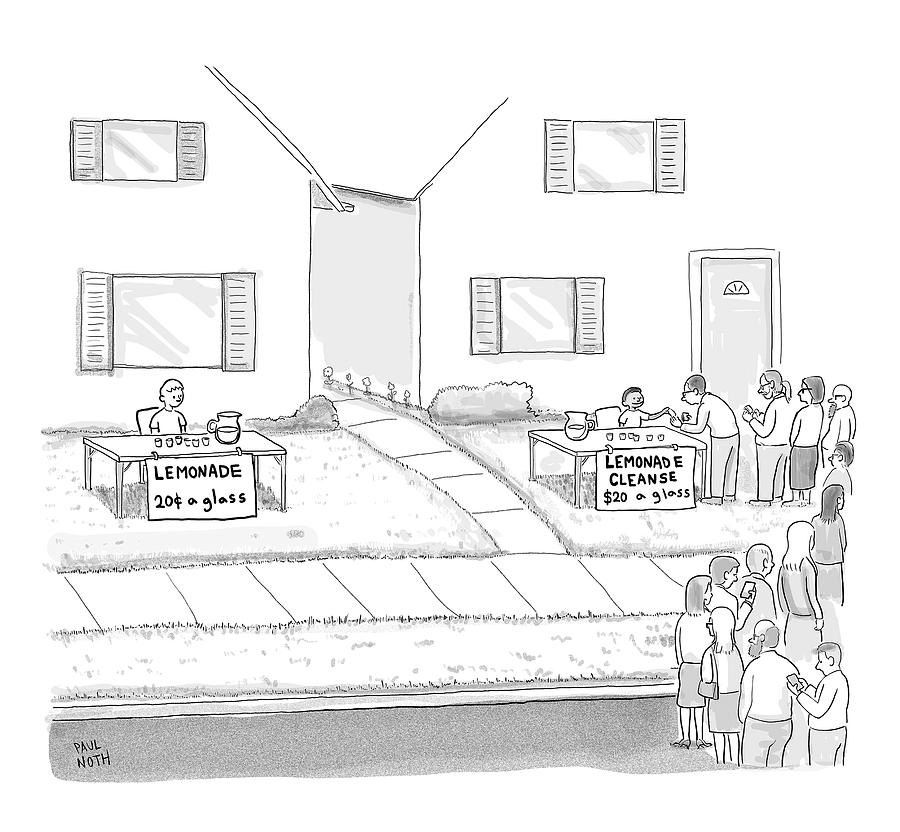 A Suburban Lemonade Stand Attracts No Business Drawing by Paul Noth
