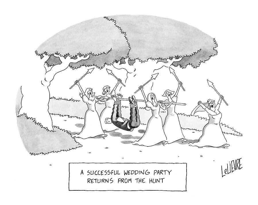 A Successful Wedding Party Returns From The Hunt Drawing by Glen Le Lievre