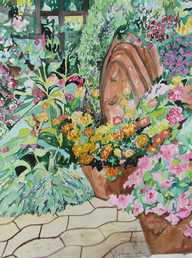 Summer Painting - A Summer Flower Garden by Esther Newman-Cohen