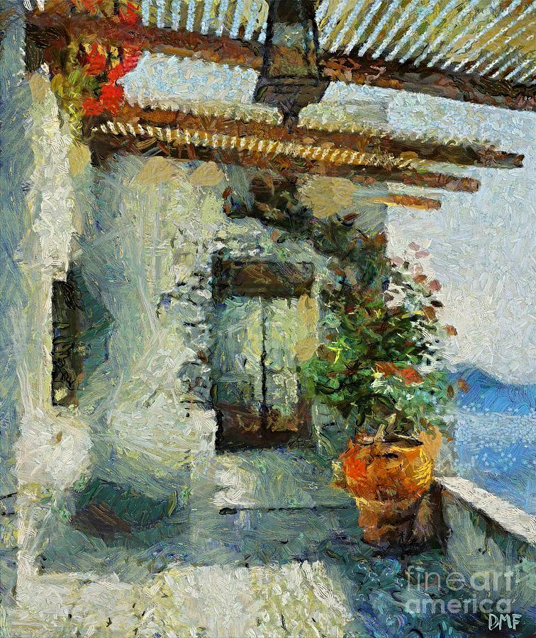 City Scene Painting - A summer terrace by Dragica  Micki Fortuna