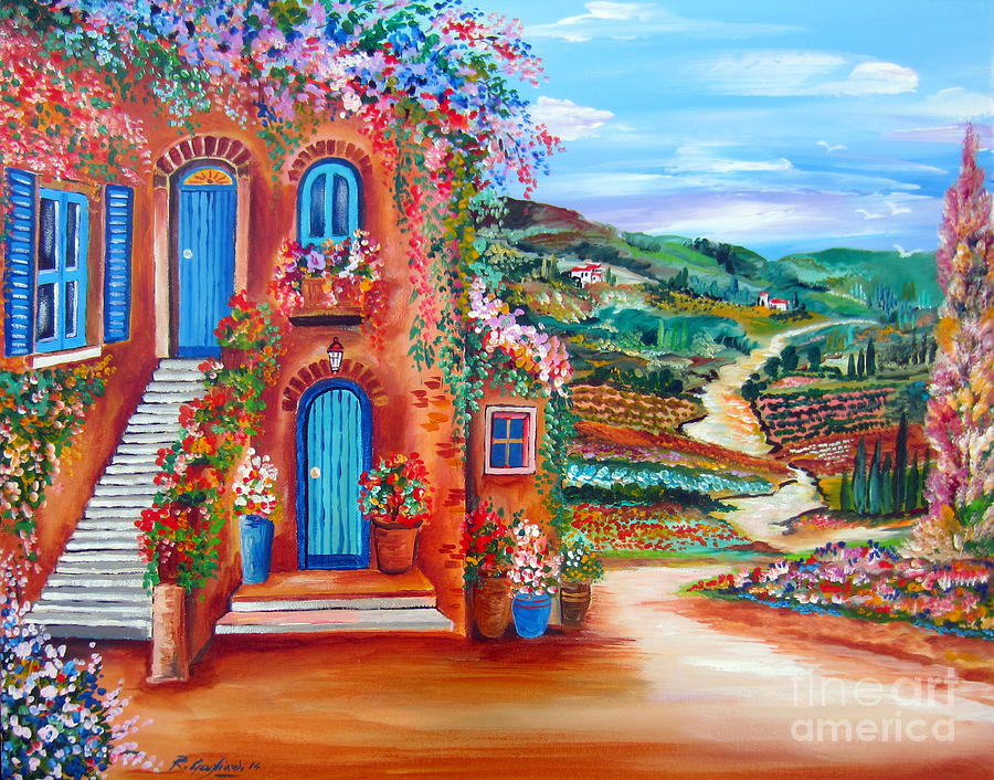 A sunny Day in Chianti Tuscany Painting by Roberto Gagliardi