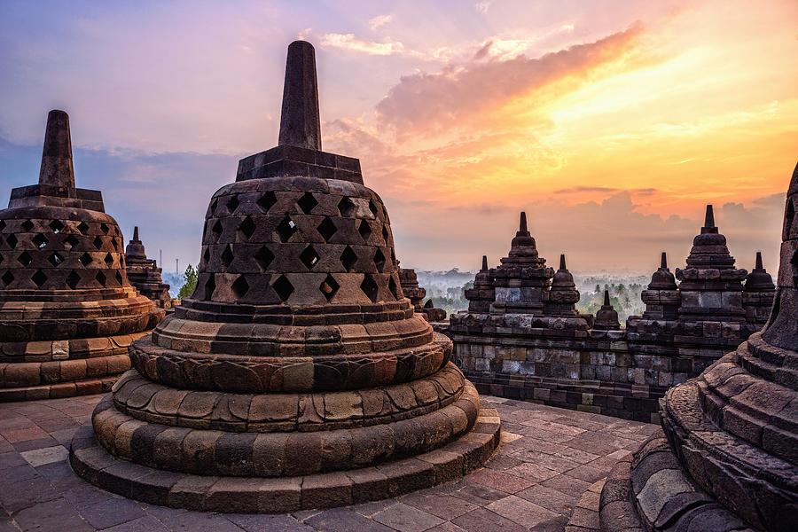 A Sunrise At The Borobudur Temple Photograph by Thomas Müller Www.rotweiss.tv