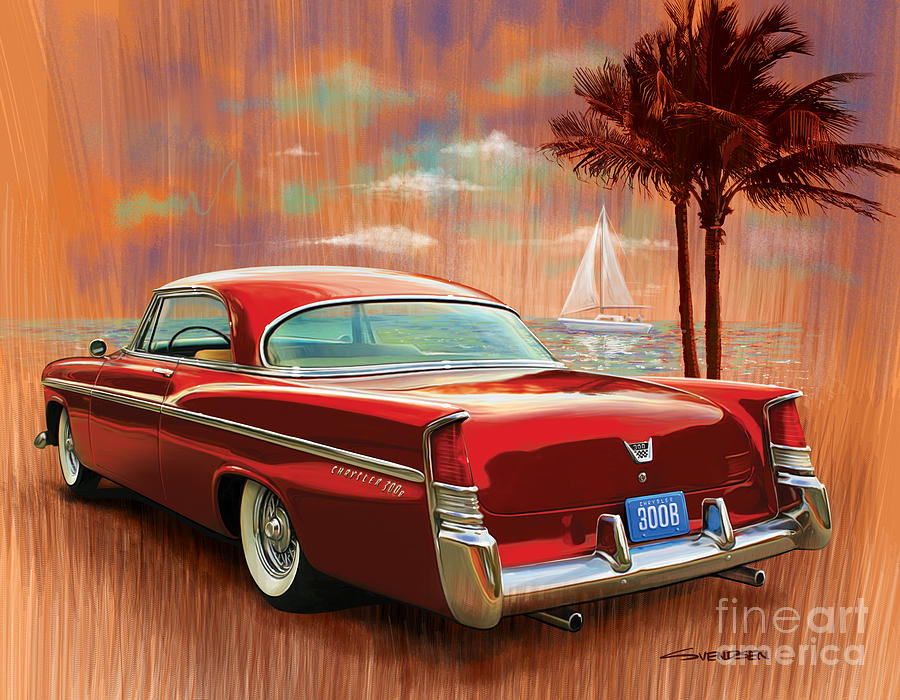 1956 Digital Art - A Sunset Sail in the 300B by Sean Svendsen 1956 Digital Art - A Sunset Sail in the 300B by Sean Svendsen