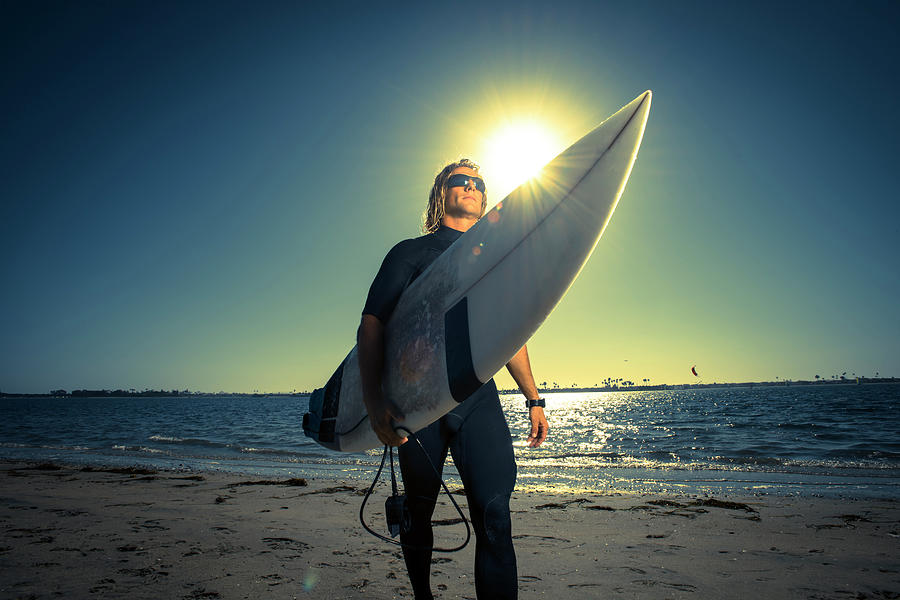 Adult Photograph - A Surfer Walks Down The Beach by Rob Hammer Adult Photograph - A Surfer Walks Down The Beach by Rob Hammer