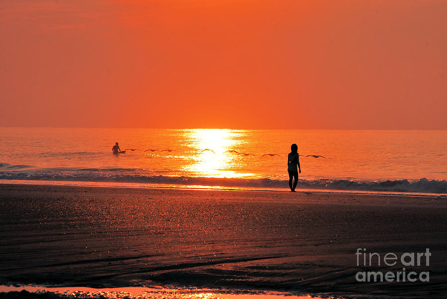 A Surfers Sunrise on Wrightsville Beach Photograph by Bob Sample