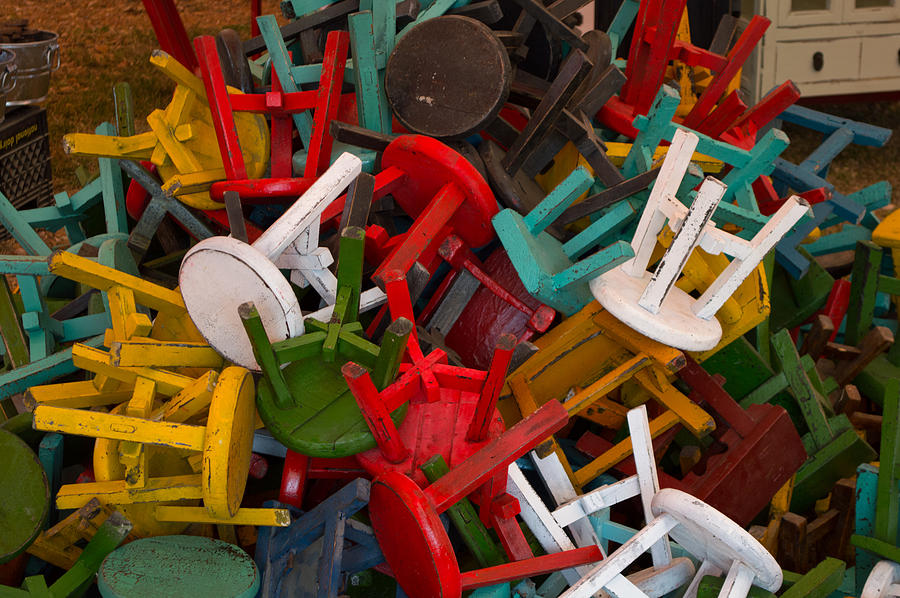 Furniture Photograph - Warrenton Texas Antique Days A Swarm of Stools  by JG Thompson