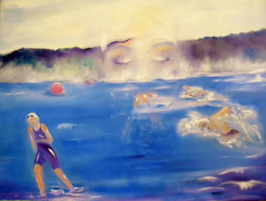 Athlete Painting - A Swimmers Prayer by Sandy Ryan
