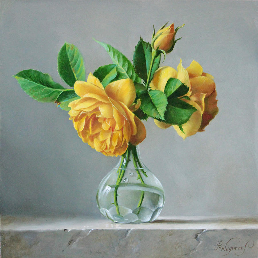 Yellow Roses Painting - A Symbol by Pieter Wagemans
