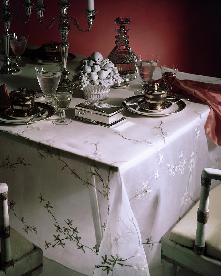 A Table Set With Delicate Tableware Photograph by Horst P. Horst