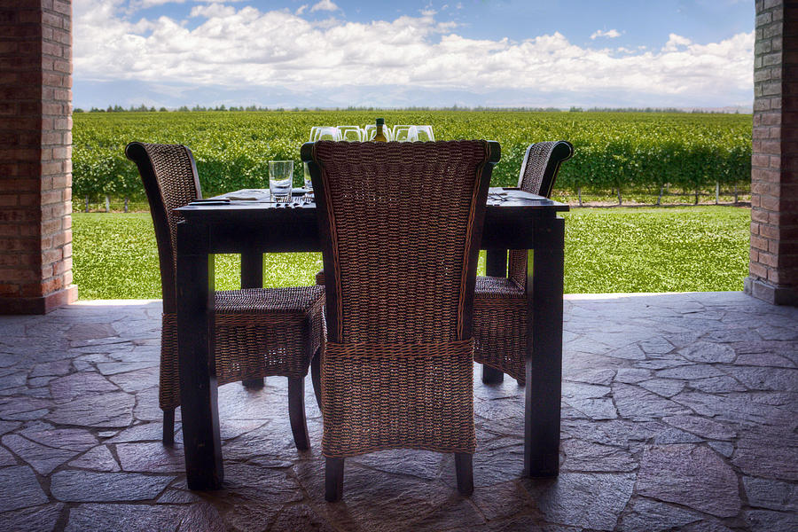 Wine Digital Art - A Table With A View Mendoza by Diane Dugas