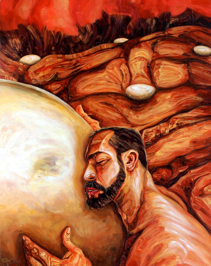 A take on Sisyphus  Painting by Greg Hester