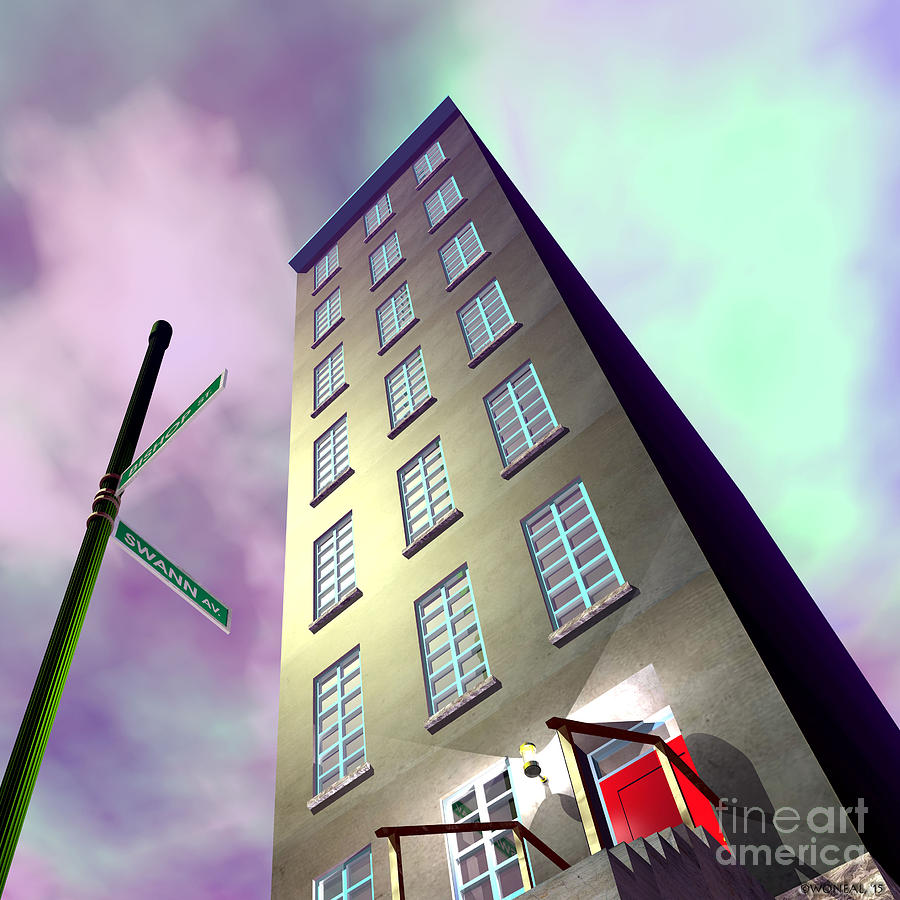 Architecture Digital Art - The Tall Skinny House On Bishop and Swann by Walter Neal