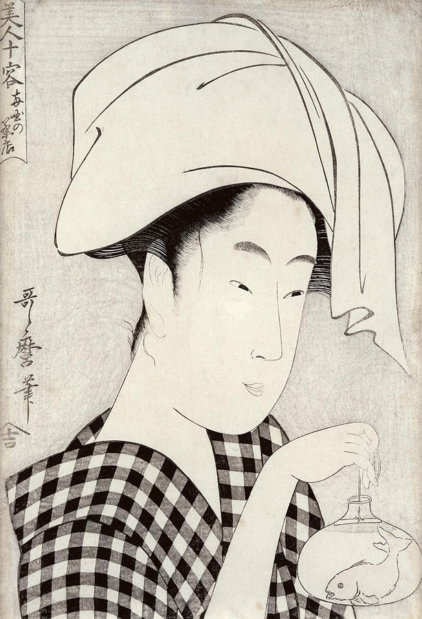 Kitagawa Utamaro Painting - A Tea-house In Ryogoku, From The Series Bijin Juyo Ten Female Figures by Kitagawa Utamaro