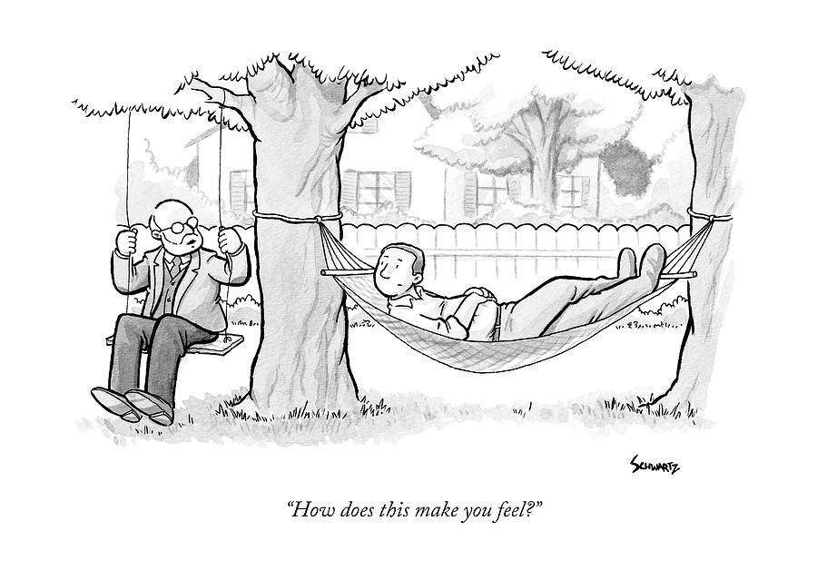 A Therapist Sits On A Swing Behind And Addresses Drawing by Benjamin Schwartz