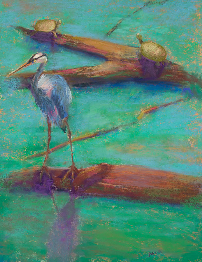 Heron Painting - A Threesome? by Nicki Shishakly