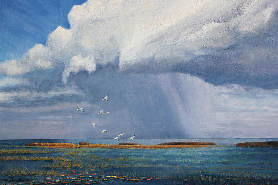 A Thundershower Sweeps Across Lake Okeechobee Painting by Gregory Doroshenko