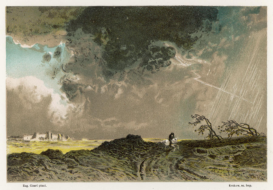 A Thunderstorm, With Forked Lightning Drawing by Mary Evans Picture Library