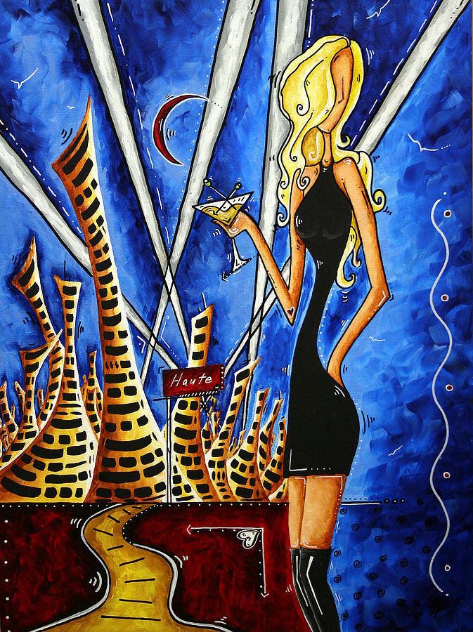 A Toast to the Little Black Dress by MADART Painting by Megan Aroon
