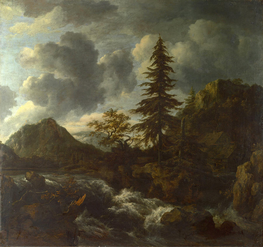 A Torrent in a Mountainous Landscape Painting by Jacob Isaacksz van Ruisdael