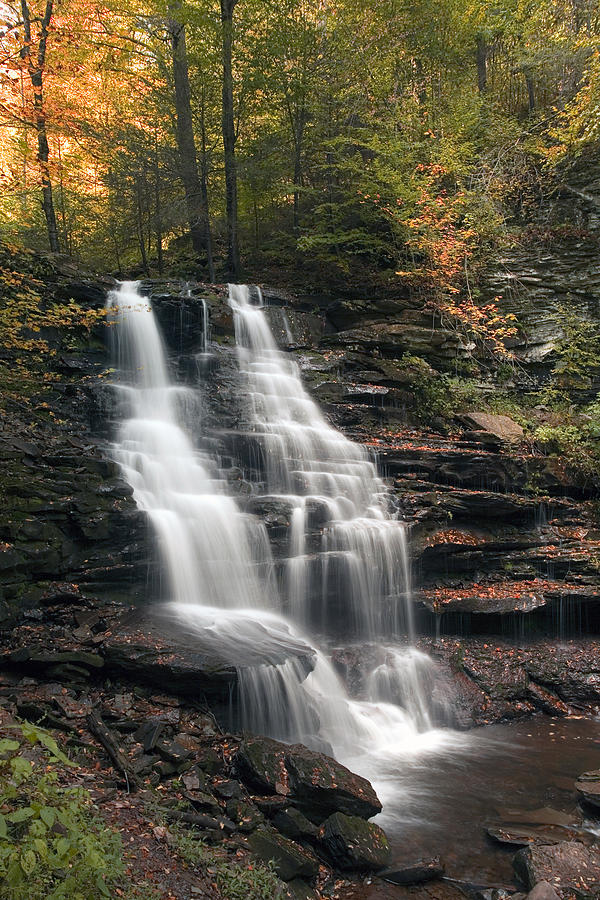 Nature Photograph - A Touch of Autumn at Erie Falls by Gene Walls