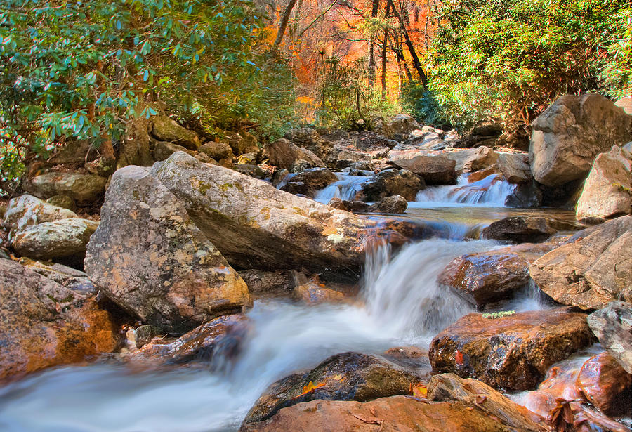 Fall Photograph - A Touch of Autumn at Skinny Dip Falls by Lynn Bauer