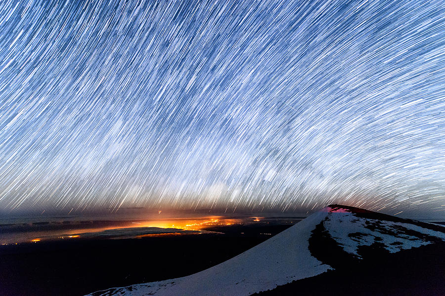 Paradise Photograph - A Trail of Stars Above Hilo by Jason Chu