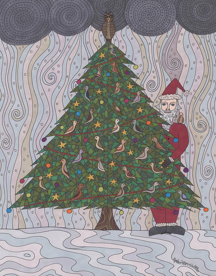 A  Tree for Christmas Drawing by Pamela Schiermeyer