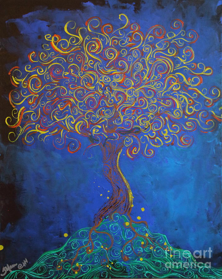 A Tree Of Orbs Glows Painting